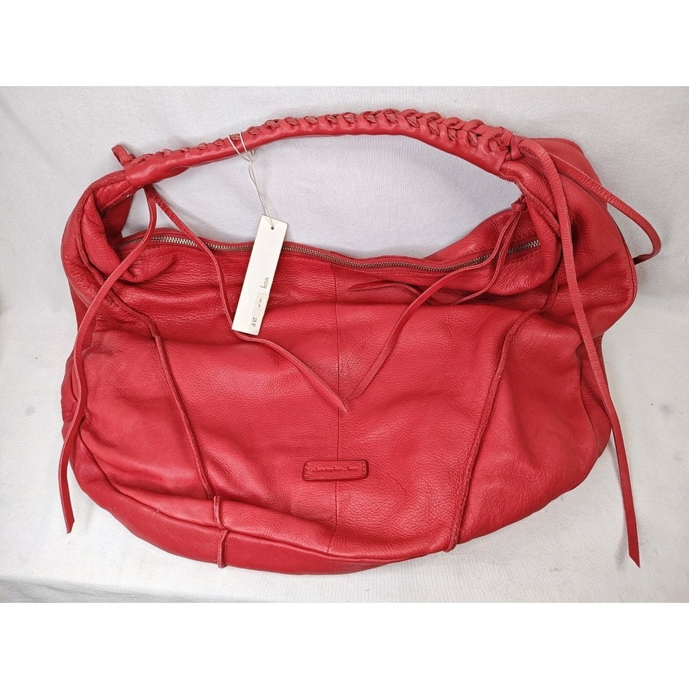 Christopher Kon Coral Leather Hobo Bag NWT Shoulder Purse Braided Slouchy 447
